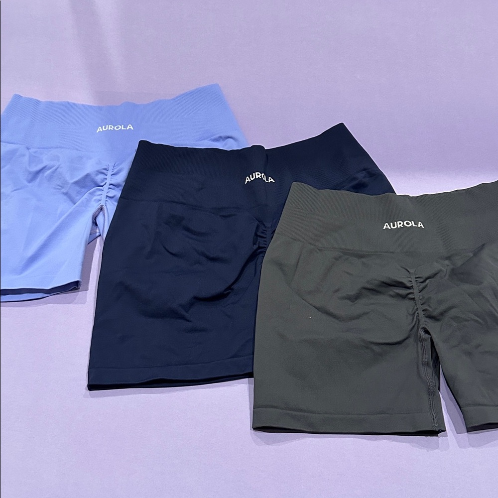 Set of 3 Women's activewear Shorts - lilac, Green, Black